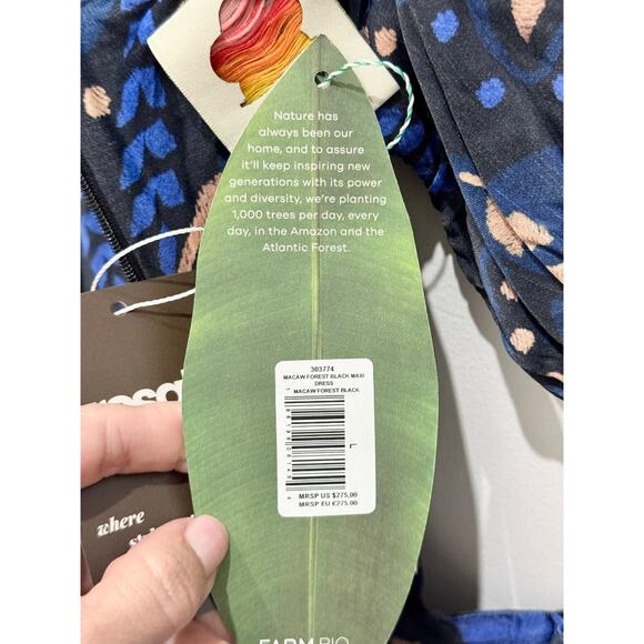 NWT Farm Rio Macaw Forest Crisscross Tie A-Line Midi Dress Cobalt Blue Large - Picture 5 of 6